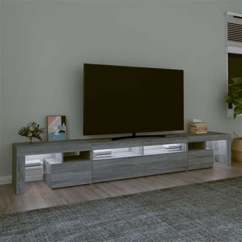 KEENSO Meuble TV avec lumières LED Sonoma gris 260x36 5x40 cm KN005