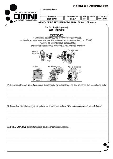 Pdf Atividade De Recupera O Paralelaomnieducacional Br Painel