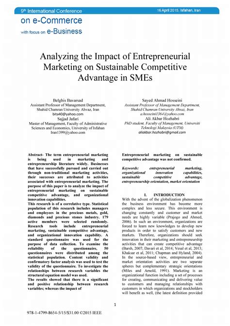 Pdf Analyzing The Impact Of Entrepreneurial Marketing On Sustainable