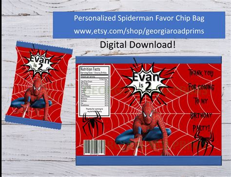 Spider Man Chip Bag Template Portal Tutorials