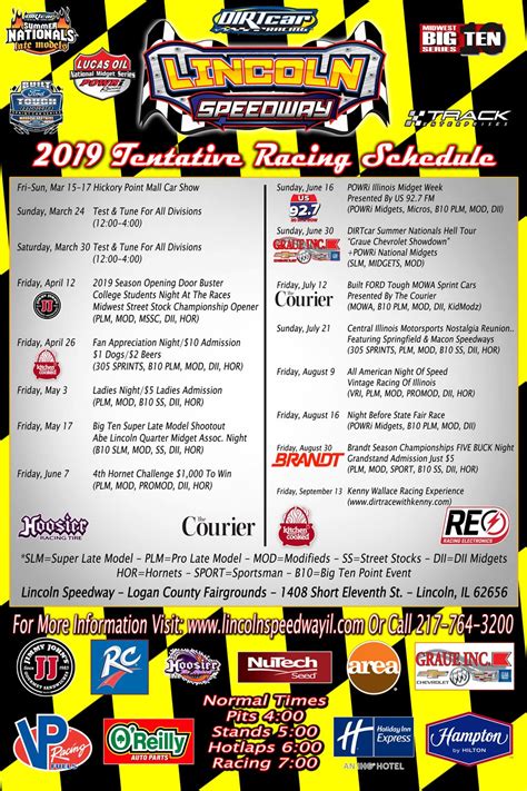 Schedule – Lincoln Speedway