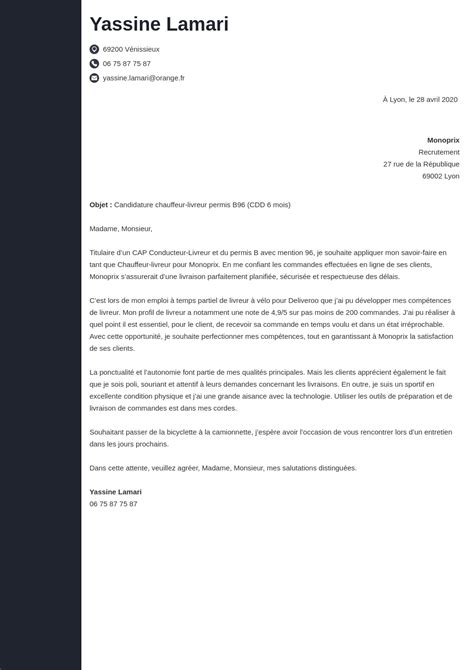 Comment Rédiger Une Lettre De Motivation De Chauffeur Livreur Divers Exemples