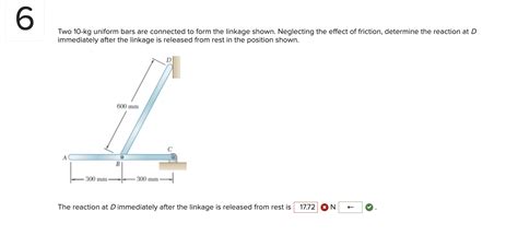 Solved Two 10 Kg Uniform Bars Are Connected To Form The