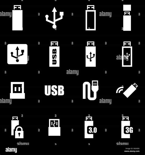 Vector White Usb Icon Set Stock Vector Image And Art Alamy