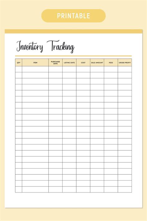 Printable Inventory Tracking Sheet Inventory Tracker Business Planner