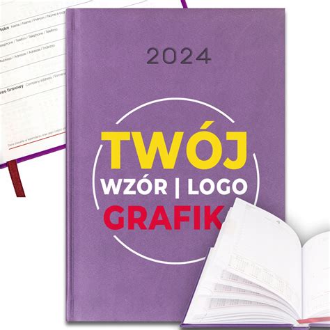 KALENDARZ Książkowy Planer Terminarz 2024 Wzór Twoje Zdjęcie Logo