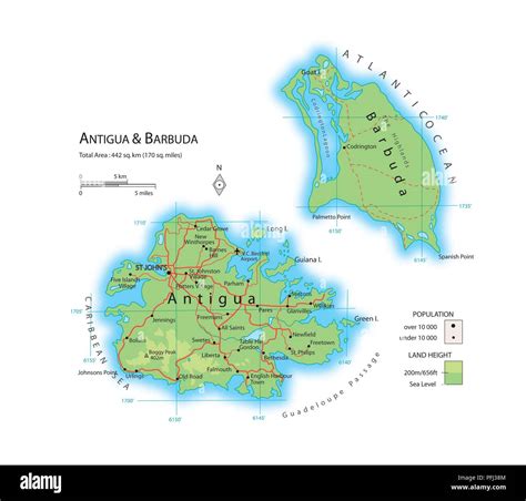 Map of Antigua and Barbuda Stock Photo - Alamy