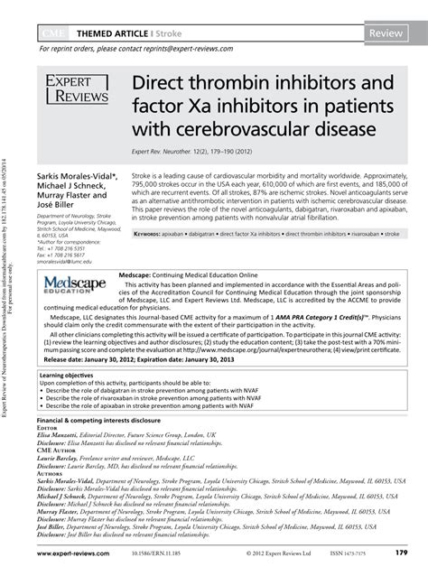 (PDF) Direct thrombin inhibitors and factor Xa inhibitors in patients ...