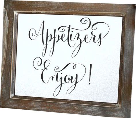 Appetizer Wedding Table Sign Rustic Wedding Decor Elegant Wedding