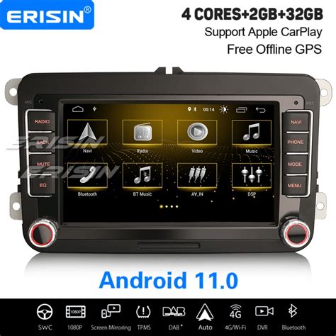 2Go 32Go Android 11 Autoradio DAB GPS Navi Pour VW Passat CC Golf 5 6