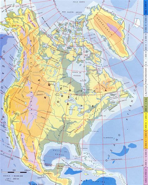 Mapa Físico de América del Norte - Tamaño completo | Gifex