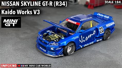 『my Mini Car World』unboxing Mini Gt 164 Nissan Skyline Gt R R34 Kaido Works V3 Youtube