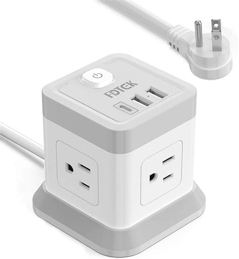 Power Strip With USB C Desktop Power Cube Strip 10 FT Extension Cord