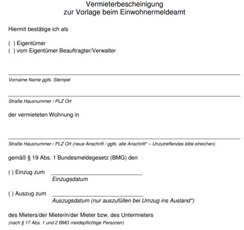 Vermieterbescheinigung Muster