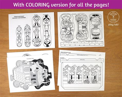 Paper Puppets Set Hansel And Gretel Fairy Tale Printable Coloring