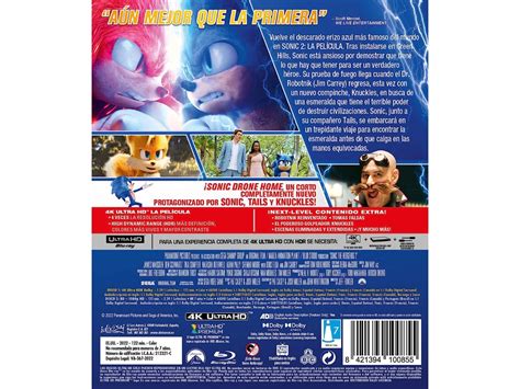 Blu Ray Sonic The Hedgehog 2 4K Ultra Hd Sonic 2 La Película Worten pt