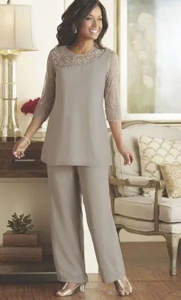 Elegant Mother Of The Bride Plus Size Pant Suits Ladies Two Piece Pant