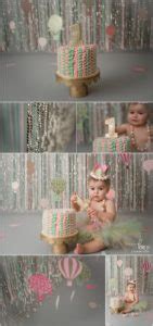 Hot Air Balloon Cake Smash Session Pink Gold And Mint KristeenMarie Photography