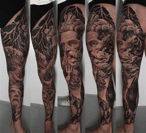 Greek And Roman Mythologic Full Leg Leg Tattoo Men Leg Sleeve Tattoo