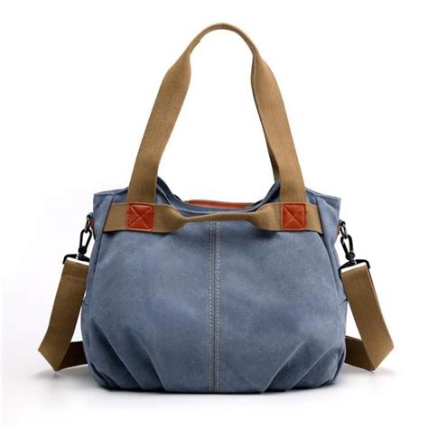 Sac Main En Toile Femme Insfity Bleu Grande Capacit