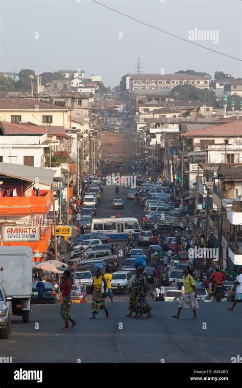 Busy City Street In Downtown Monrovia Liberia West Africa Stock Photo