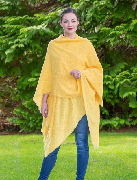 Lambswool Celtic Ruana Wrap Lemon Kerry Woolen Mills