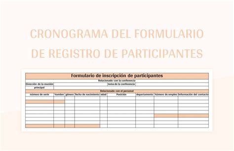 Plantilla De Excel Cronograma Del Formulario De Registro De