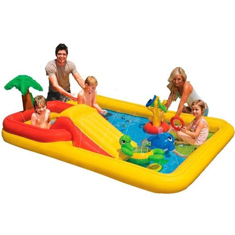 Piscina Playcenter Oceano 458l Escorregador Inflável Intex