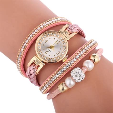 Reloj Brazalete Dama Pulsera Dije Perlas Mujer Moda Kvr Mercado Libre