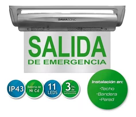 Cartel Salida De Emergencia Gamasonic Se Alizador Led Gx