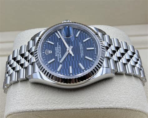 New Rolex Datejust Bright Blue Fluted Motif Dial Fluted