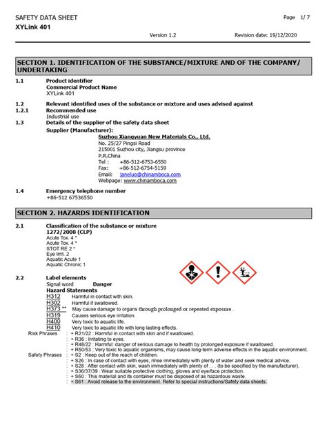 Msds 401 Noca Pdf Toxicity Personal Protective Equipment