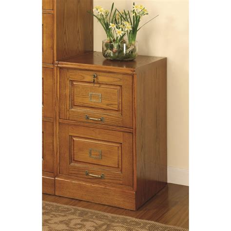 Paulina Oak File Cabinet W 2 Drawers