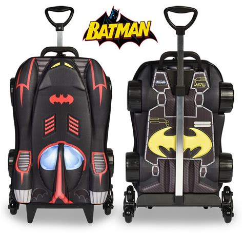 Ditudotem Kit Mochila Escolar Carrinho Rodinha Batman Infantil Menino