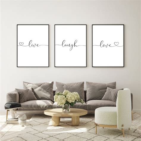 Live Laugh Love Wall Art Set, Life Quote Printable, Inspirational Quote ...