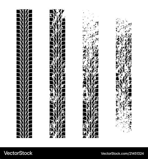 Four Different Grunge Tire Tracks Royalty Free Vector Image