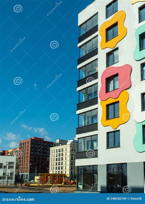 New Residential Complex. Modern Architecture, Bright Colorful Facades