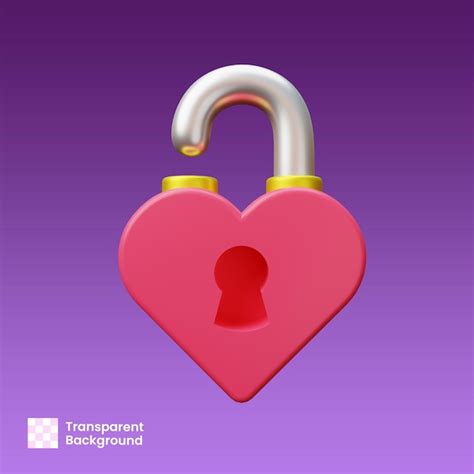 Premium Psd Heart Shaped Padlock D Illustration