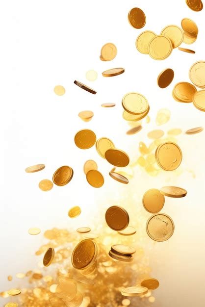 Premium Photo Falling Gold Coins In White Background Ai Generated Image