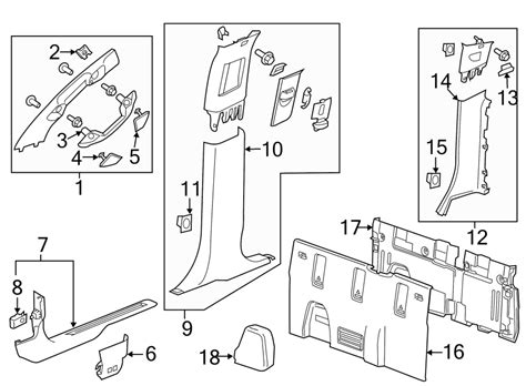 Gmc Canyon Door Pillar Post Trim Set Lower CREW CAB 22964302