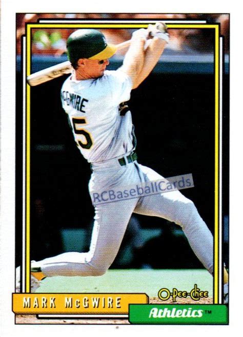 1992 Mark McGwire A S 1 O Pee Chee 450 Oakland Athletics Baseball