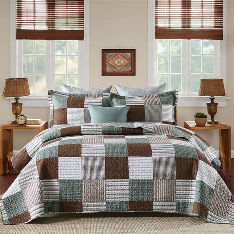 Pangushan 100 Cotton Quilt Set King Size Patchwork Plaid King Quilt