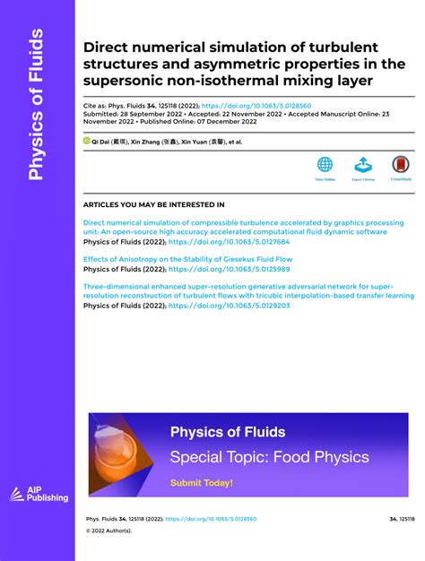 PDF Direct Numerical Simulation Of Turbulent Structures And