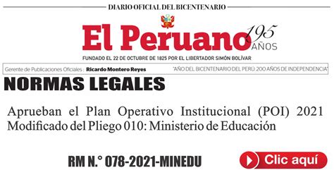 Aprueban El Plan Operativo Institucional Rm N Minedu