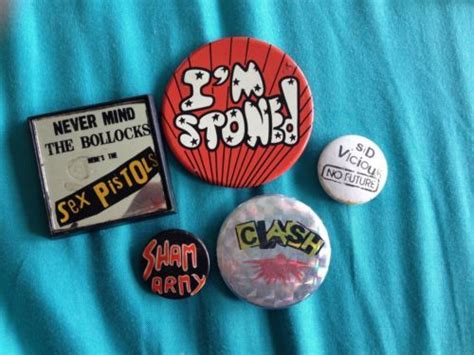 Original Rare S S Punk Badges Sex Pistols Sham Army Clash Stoned