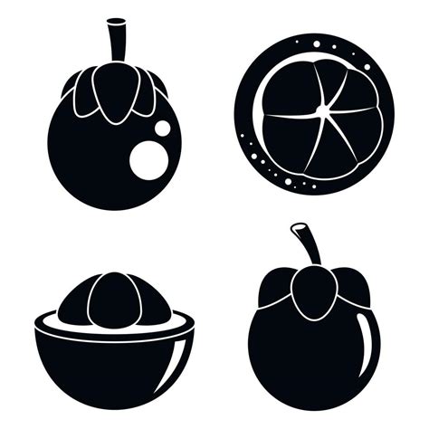 conjunto de iconos de fruta de mangostán estilo simple 8803778 Vector