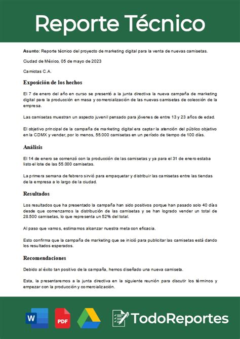 Ejemplo De Reporte Tecnico Printable Templates Free