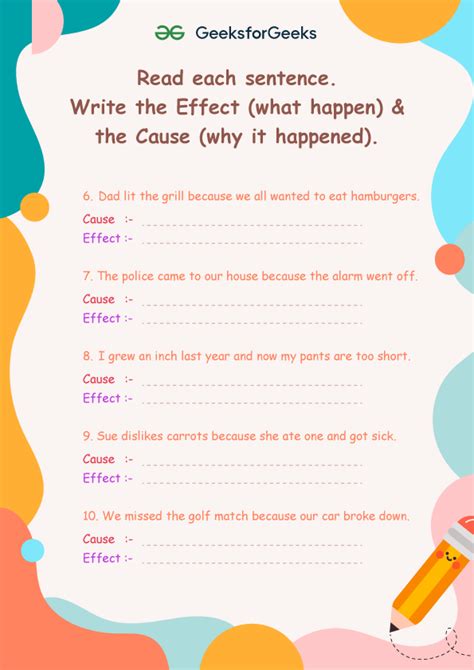 Grade English Worksheet Cause And Effect Worksheet