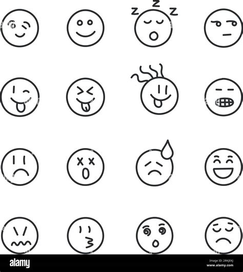 Emojis Faces Icon In Hand Drawn Style Doddle Emoticons Vector