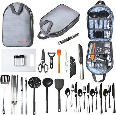 IRONSTEN Camping Cooking Utensils Set Camp Kitchen Equipment Portable ...